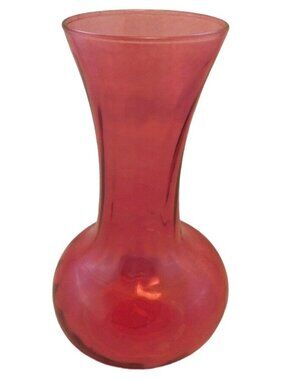 Indiana Glass Cranberry Illusions Glass Vase 8" Tall Decorative Home Accent